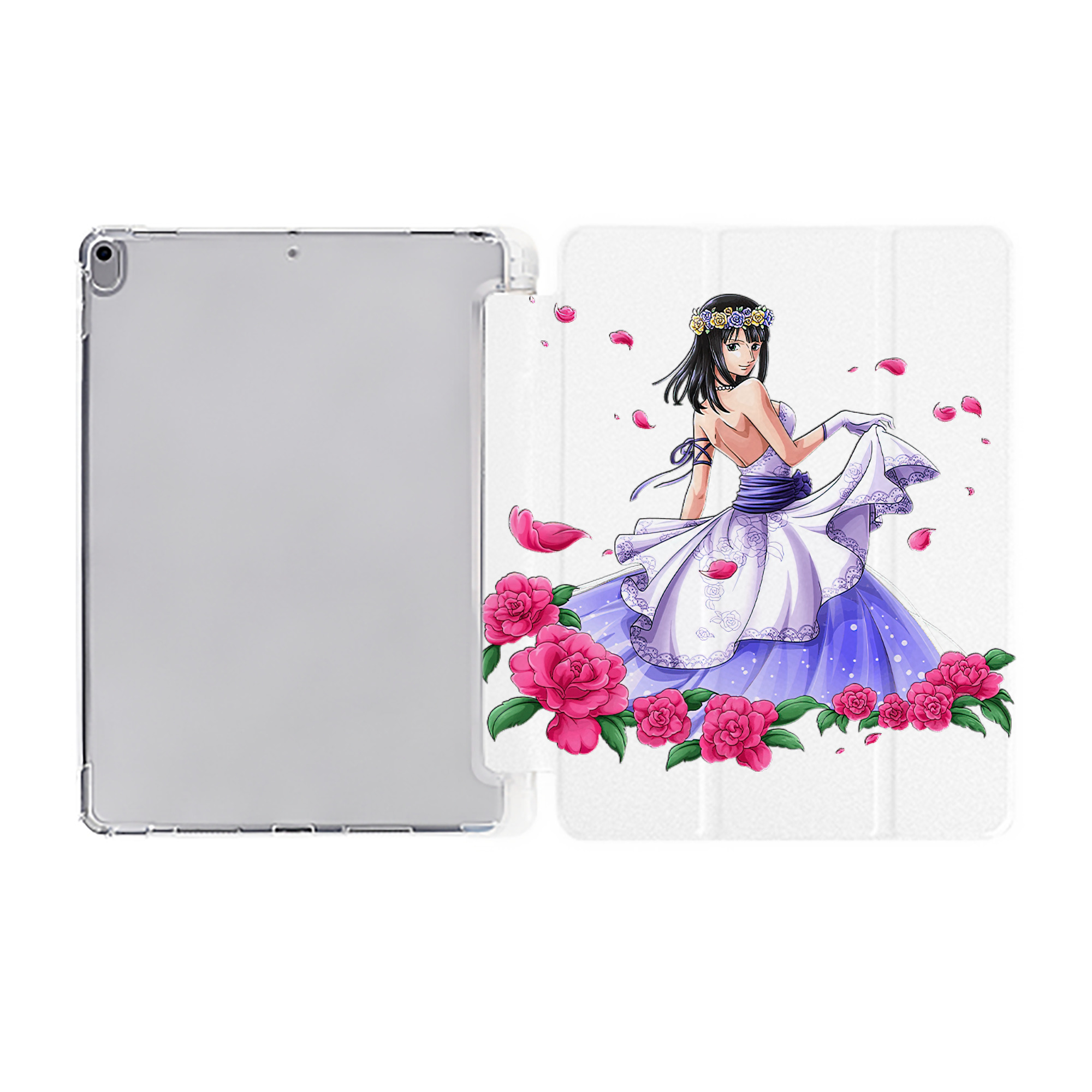（画像用） ワンピース ニコ・ロビン ONE PIECE Nico Robin IPad ケース ペン収納付き 三つ折りスタンド PUレザー×シリコン 対応機種9.5/10.5/10.9インチ